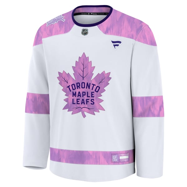 Men's Toronto Maple Leafs Fanatics White Hockey Fights Cancer Survivor Practice Jersey - Image 3