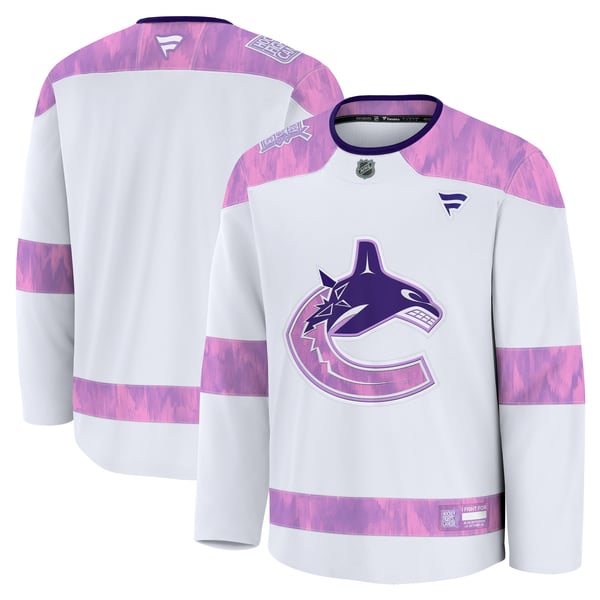 Men's Vancouver Canucks  Fanatics White 2024 Hockey Fights Cancer Practice Jersey - Image 2