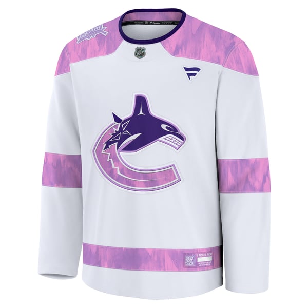 Men's Vancouver Canucks  Fanatics White 2024 Hockey Fights Cancer Practice Jersey - Image 3