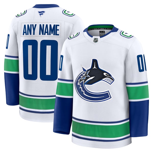 Men's Vancouver Canucks Fanatics White Away Premium Custom Jersey - Image 2