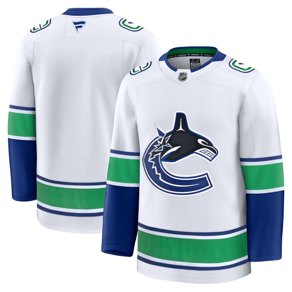 Men's Vancouver Canucks Fanatics White Away Premium Jersey - Image 2