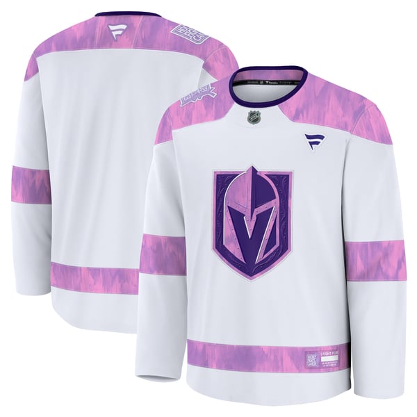 Men's Vegas Golden Knights  Fanatics White 2024 Hockey Fights Cancer Practice Jersey - Image 1