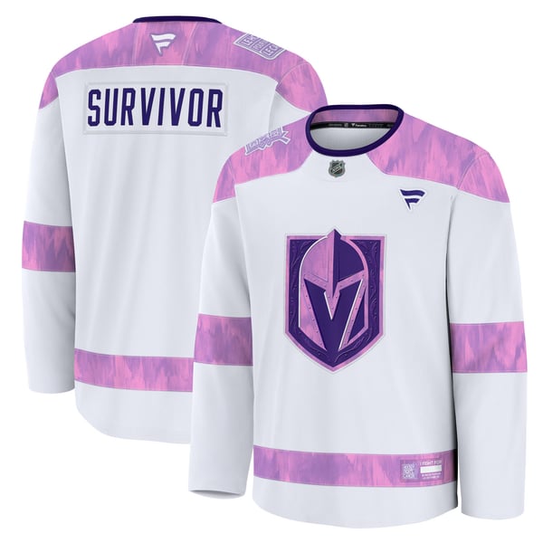 Men's Vegas Golden Knights Fanatics White Hockey Fights Cancer Survivor Practice Jersey - Image 2