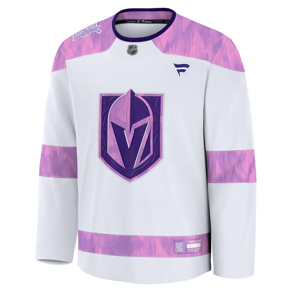 Men's Vegas Golden Knights Fanatics White Hockey Fights Cancer Survivor Practice Jersey - Image 3