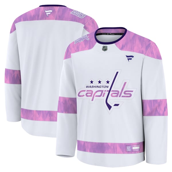 Men's Washington Capitals  Fanatics White 2024 Hockey Fights Cancer Practice Jersey - Image 2