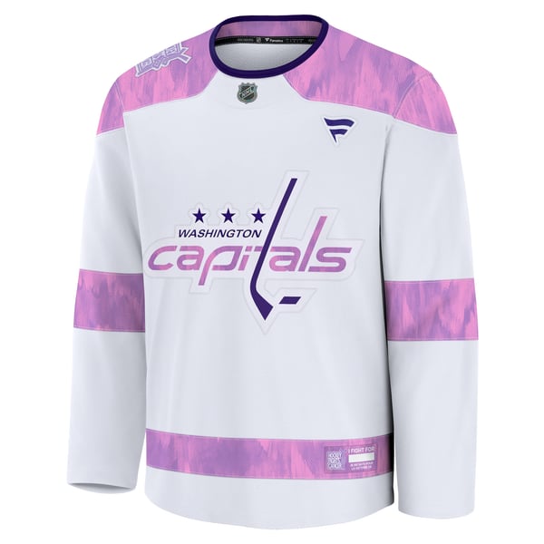 Men's Washington Capitals  Fanatics White 2024 Hockey Fights Cancer Practice Jersey - Image 3