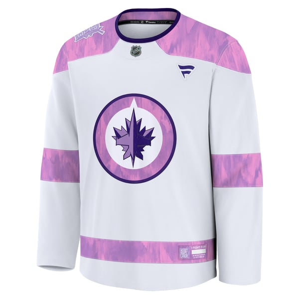 Men's Winnipeg Jets  Fanatics White 2024 Hockey Fights Cancer Practice Jersey - Image 3