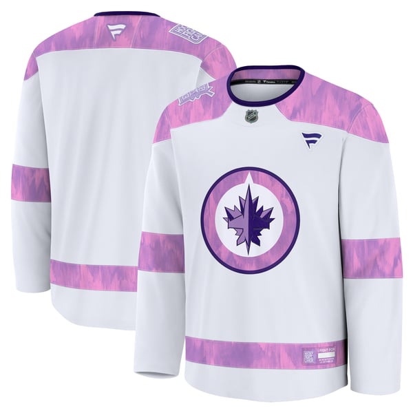 Men's Winnipeg Jets  Fanatics White 2024 Hockey Fights Cancer Practice Jersey - Image 1
