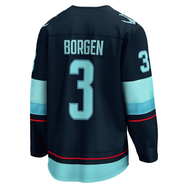 Men's Seattle Kraken Will Borgen Fanatics Deep Sea Blue Home Breakaway Player Jersey - Image 4