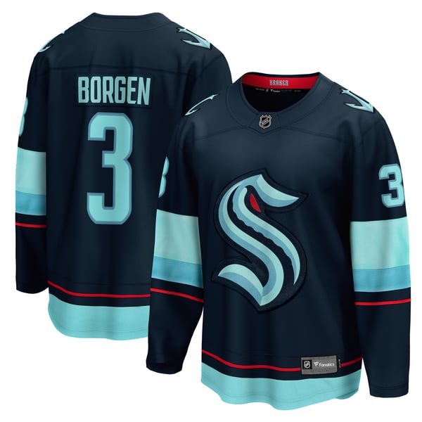 Men's Seattle Kraken Will Borgen Fanatics Deep Sea Blue Home Breakaway Player Jersey - Image 1