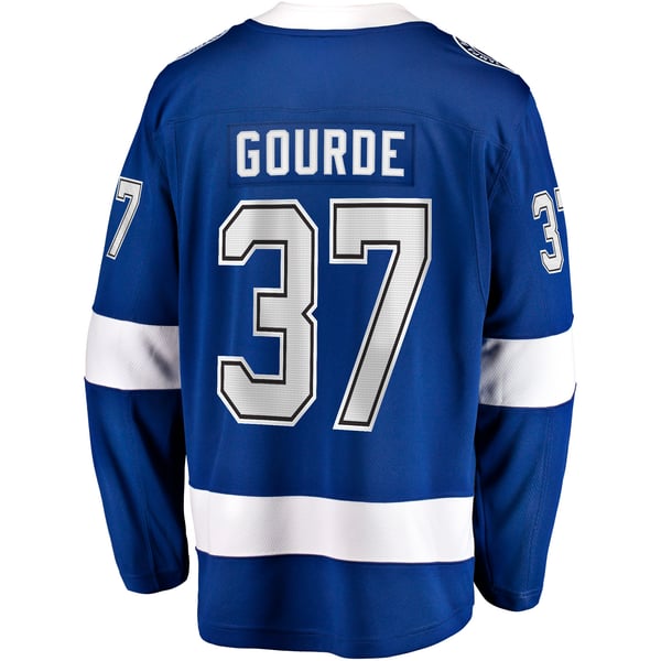 Men's Tampa Bay Lightning Yanni Gourde Fanatics Blue Home Breakaway Jersey - Image 4