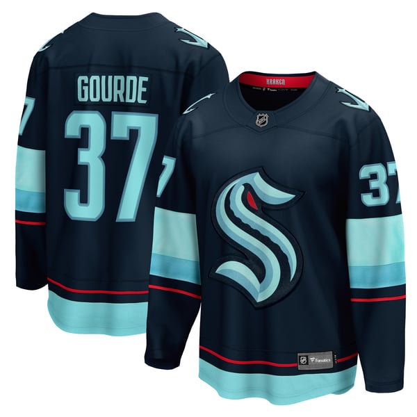 Men's Seattle Kraken Yanni Gourde Fanatics Deep Sea Blue Home Breakaway Player Jersey - Image 1