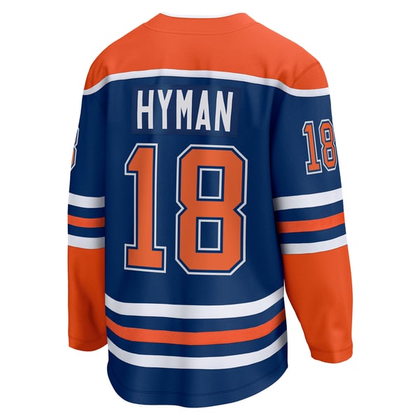 Men's Edmonton Oilers Zach Hyman Fanatics Royal Home Breakaway Player Jersey - Image 4
