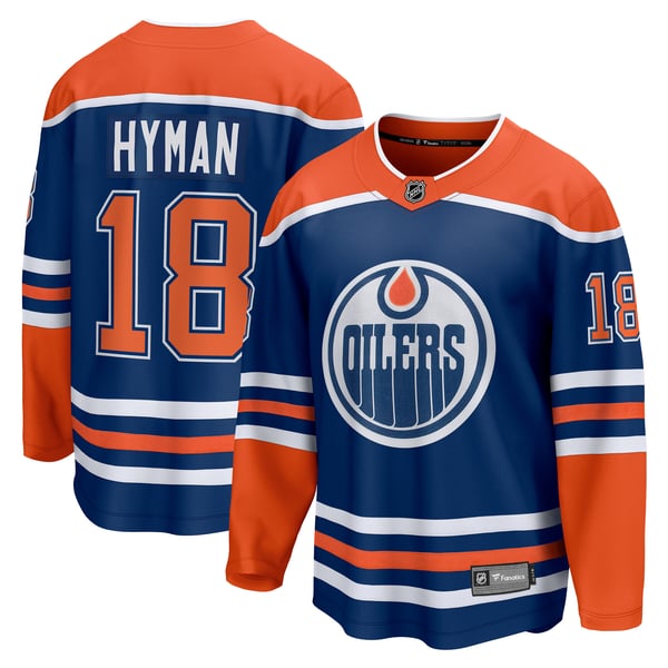 Men's Edmonton Oilers Zach Hyman Fanatics Royal Home Breakaway Player Jersey - Image 1