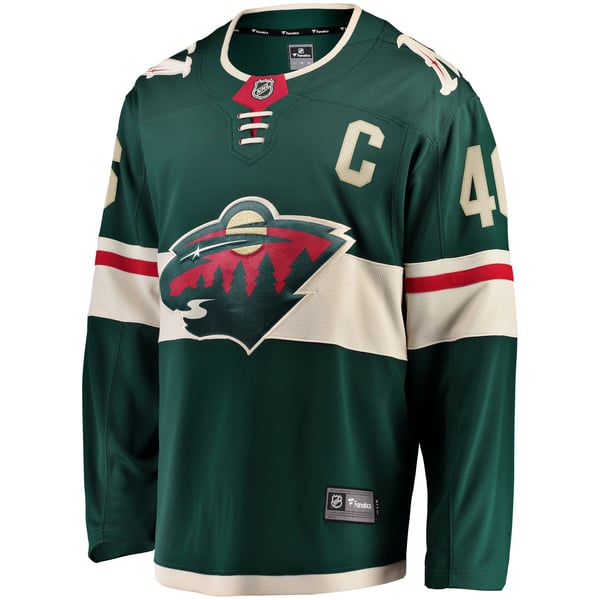 Men's Minnesota Wild Jared Spurgeon Green Home Breakaway Player Jersey - Image 3