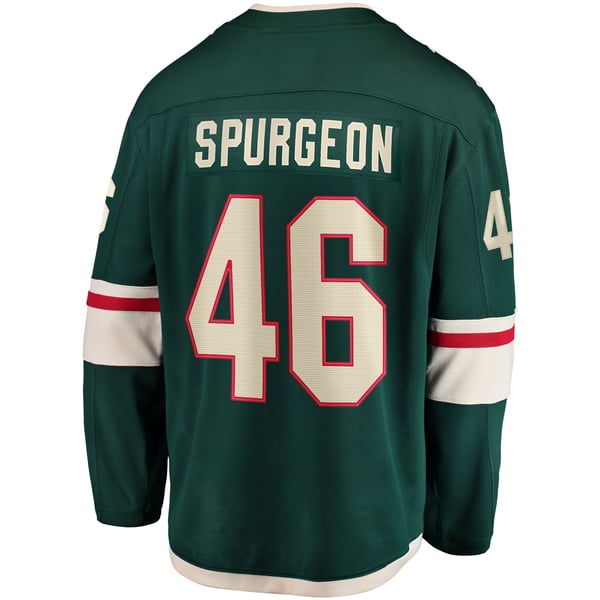 Men's Minnesota Wild Jared Spurgeon Green Home Breakaway Player Jersey - Image 4