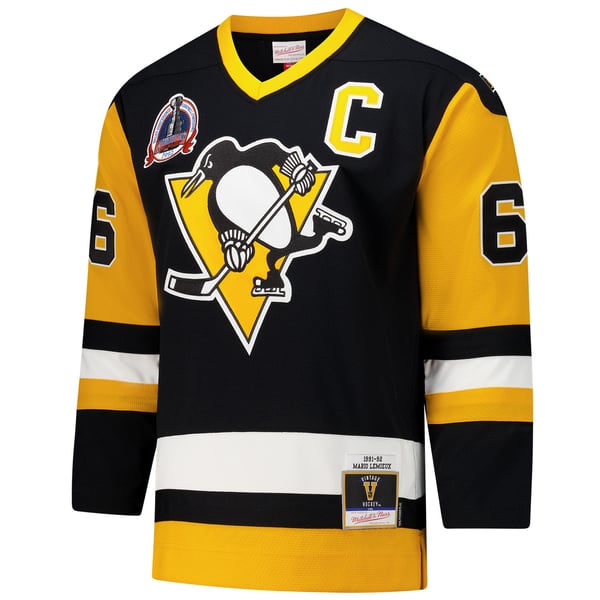 Men's Pittsburgh Penguins Mario Lemieux Black 1991-92 Power Play Jersey - Image 3