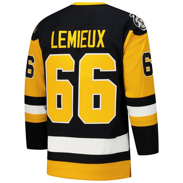 Men's Pittsburgh Penguins Mario Lemieux Black 1991-92 Power Play Jersey - Image 4