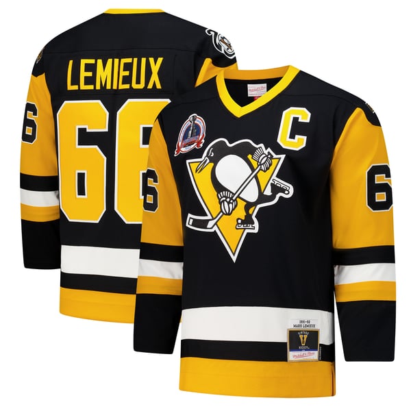 Men's Pittsburgh Penguins Mario Lemieux Black 1991-92 Power Play Jersey - Image 1