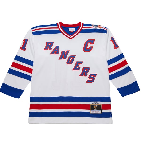 Men's New York Rangers Mark Messier White 1993-94 Power Play Jersey - Image 3