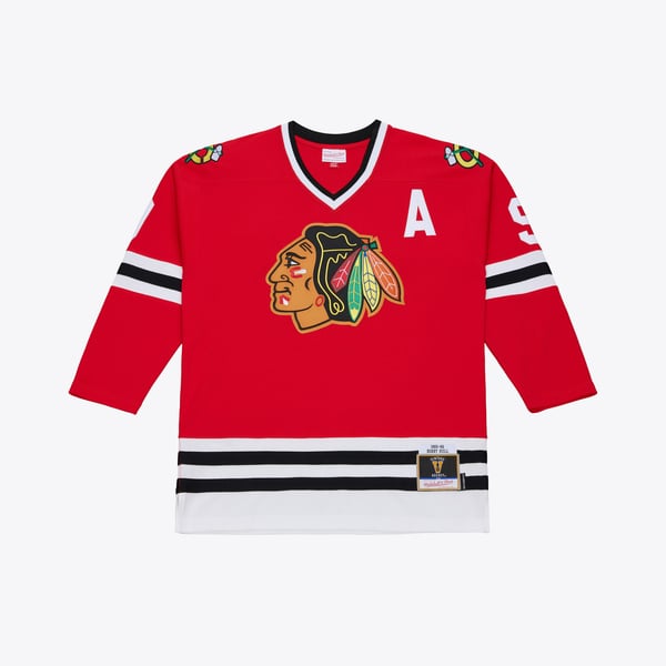 Men's Chicago Blackhawks Bobby Hull Mitchell & Ness Red 1966 Power Play Jersey - Image 2