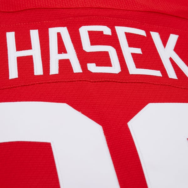 Men's Detroit Red Wings Dominik Hasek Mitchell & Ness Red 2007-08 Power Play Jersey - Image 8
