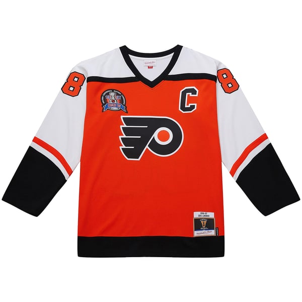 Men's Philadelphia Flyers Eric Lindros Mitchell & Ness Orange Big & Tall 1996-97 Blue Line 2.0 Jersey - Image 3