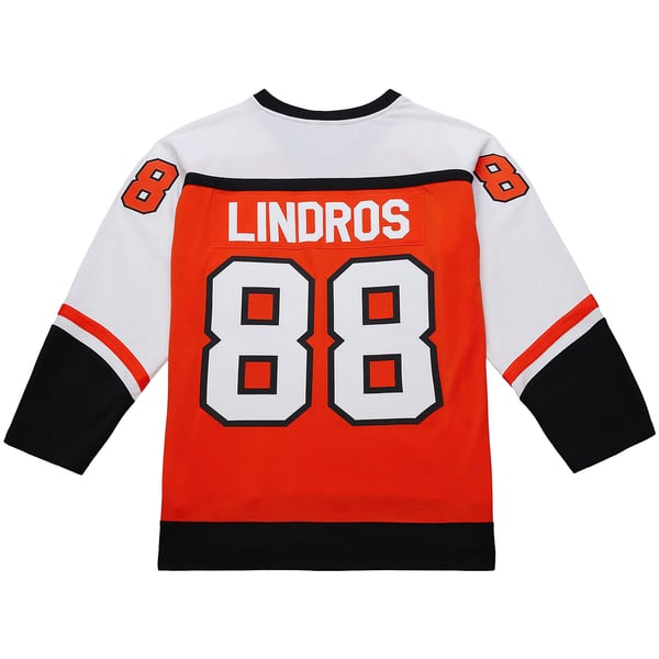 Men's Philadelphia Flyers Eric Lindros Mitchell & Ness Orange Big & Tall 1996-97 Blue Line 2.0 Jersey - Image 4