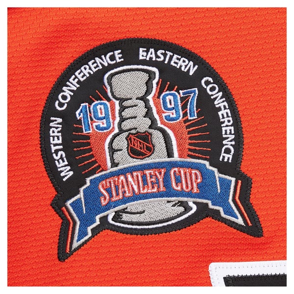 Men's Philadelphia Flyers Eric Lindros Mitchell & Ness Orange Big & Tall 1996-97 Blue Line 2.0 Jersey - Image 6