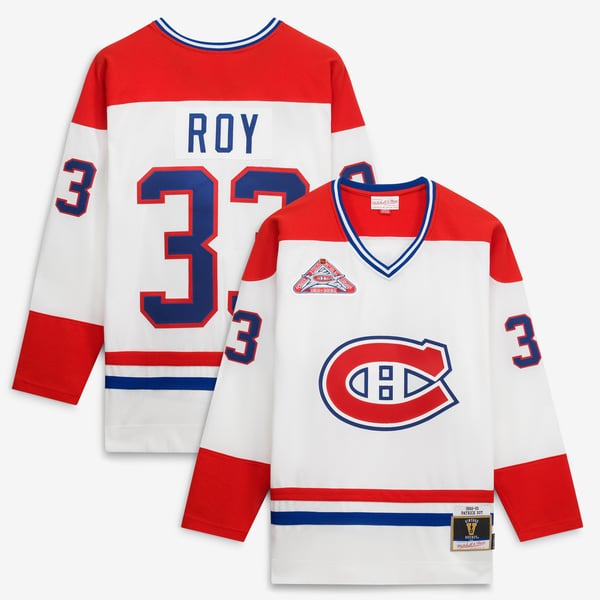 Men's Montreal Canadiens Patrick Roy Mitchell & Ness White 1992 Power Play Jersey - Image 1
