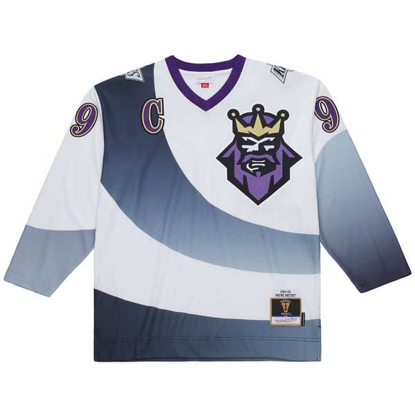 Men's Los Angeles Kings Wayne Gretzky Mitchell & Ness White Big & Tall 1995-96 Blue Line 2.0 Jersey - Image 3