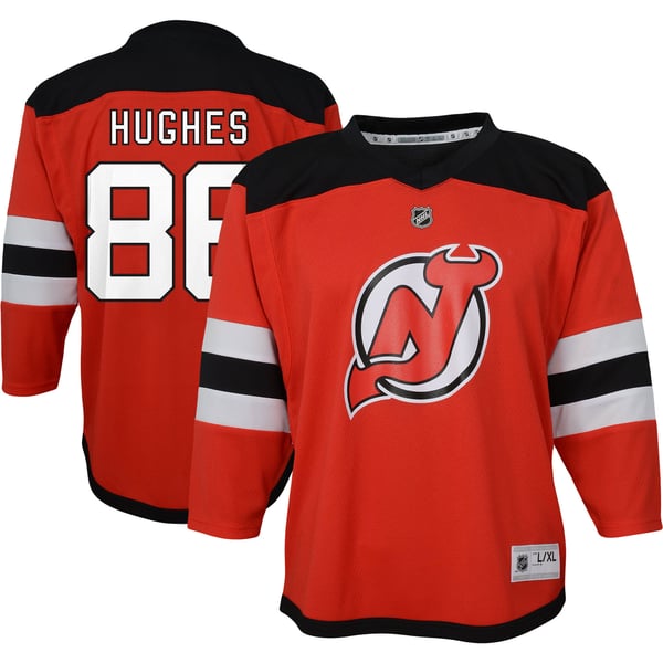 Preschool New Jersey Devils Jack Hughes Red Home Replica Player Jersey - Image 2