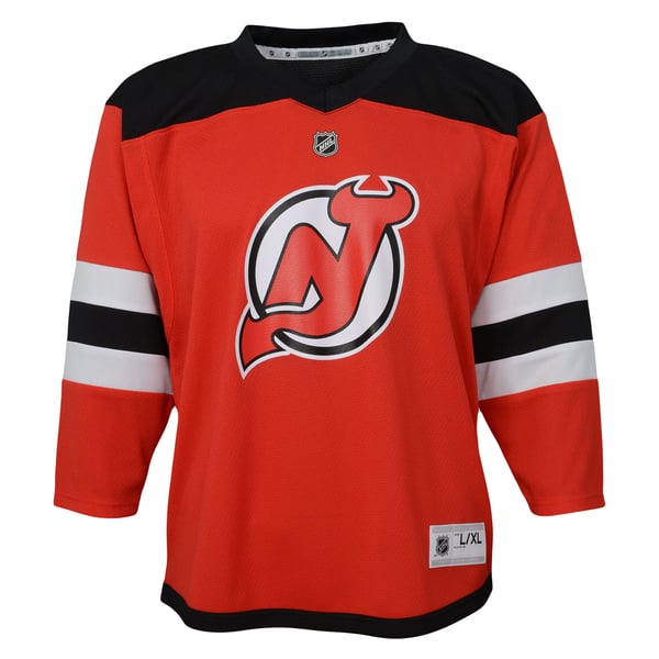 Preschool New Jersey Devils Jack Hughes Red Home Replica Player Jersey - Image 3