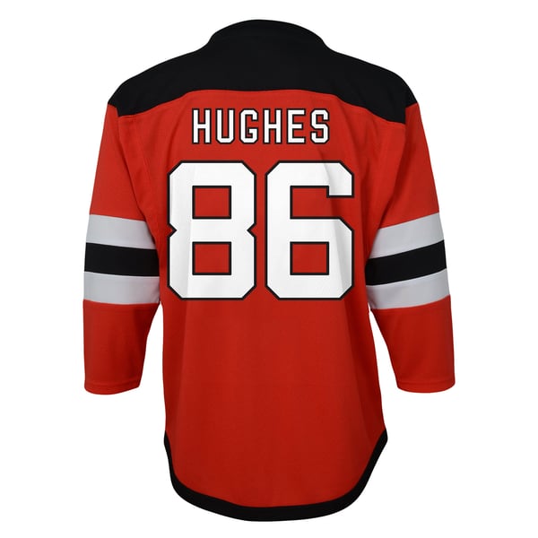 Preschool New Jersey Devils Jack Hughes Red Home Replica Player Jersey - Image 4