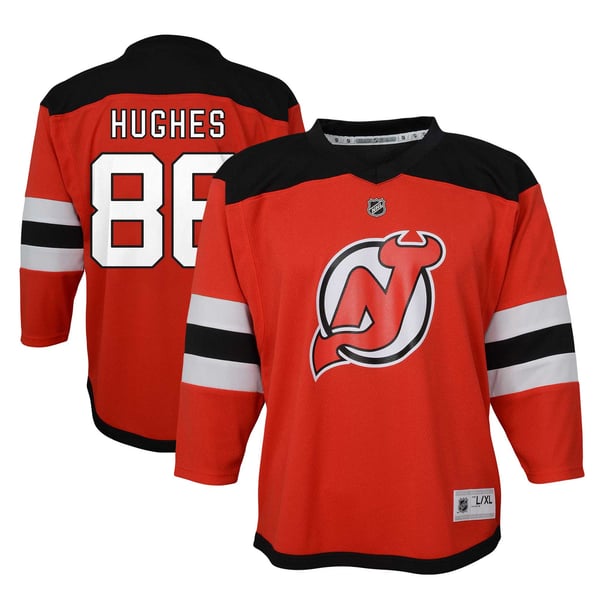 Toddler New Jersey Devils Jack Hughes Red Home Replica Player Jersey - Image 2