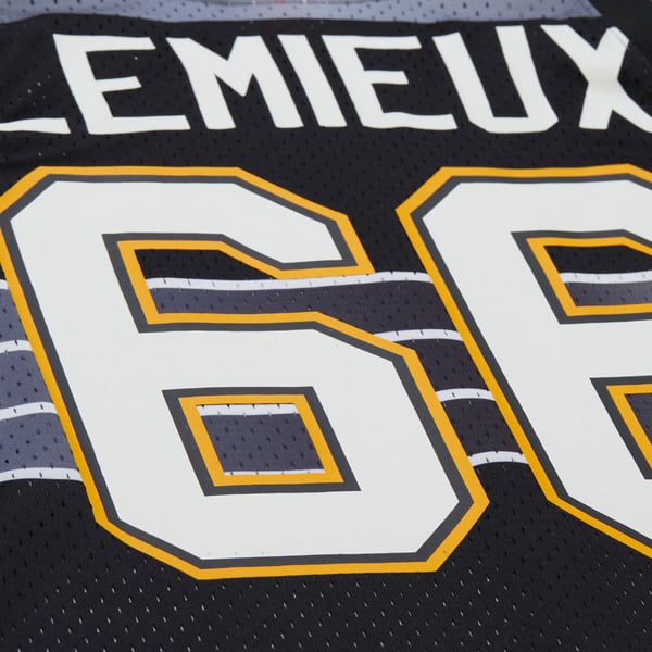 Unisex Pittsburgh Penguins Mario Lemieux Mitchell & Ness Black Maxxed Out Fashion Basketball Jersey - Image 6