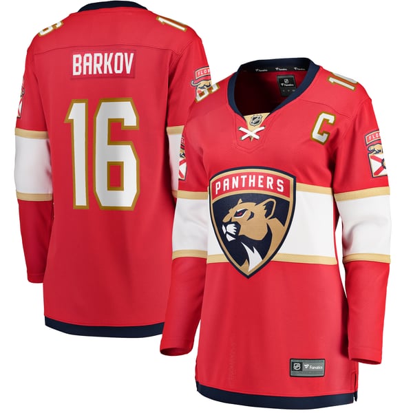 Women's Florida Panthers Aleksander Barkov Fanatics Red Captain Patch Home Breakaway Player Jersey - Image 1