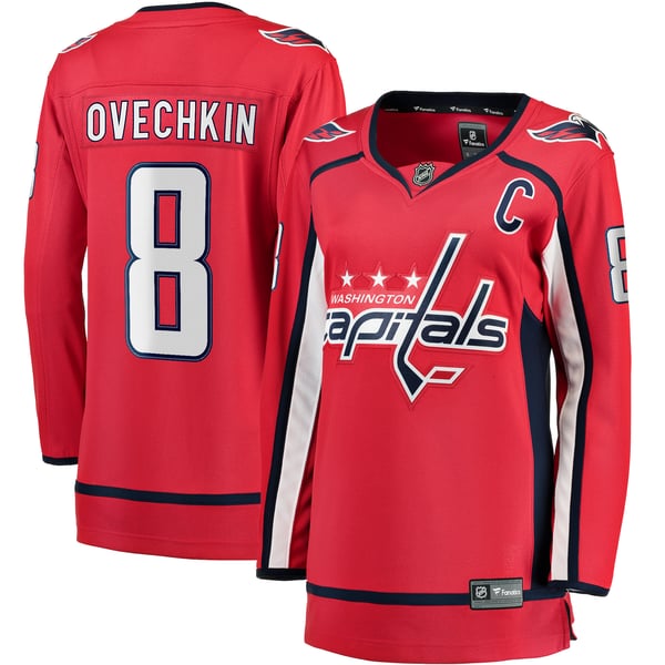 Women's Washington Capitals Alexander Ovechkin Fanatics Red Captain Patch Home Breakaway Player Jersey - Image 1