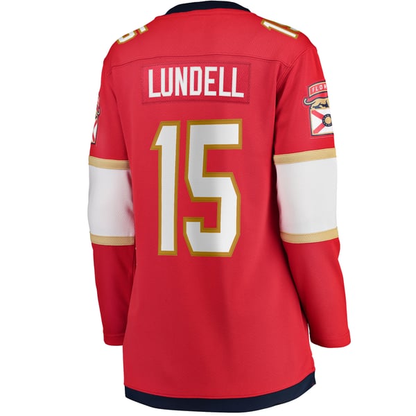 Women's Florida Panthers Anton Lundell Fanatics Red Home Breakaway Player Jersey - Image 4