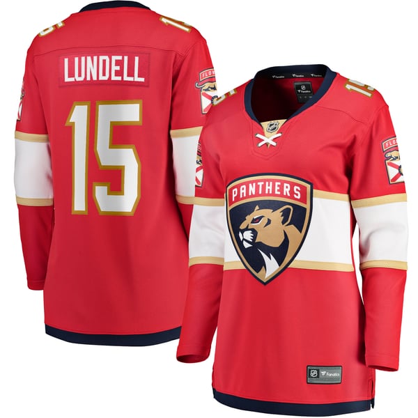 Women's Florida Panthers Anton Lundell Fanatics Red Home Breakaway Player Jersey - Image 1