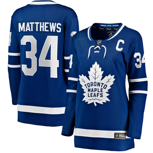 Women's Toronto Maple Leafs Auston Matthews Fanatics Blue Captain Patch Home Breakaway Player Jersey - Image 2