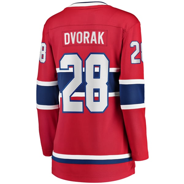 Women's Montreal Canadiens Christian Dvorak Fanatics Red Home Breakaway Player Jersey - Image 4
