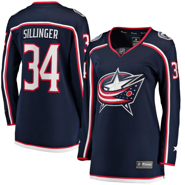 Women's Columbus Blue Jackets Cole Sillinger Fanatics Navy Home Breakaway Player Jersey - Image 2