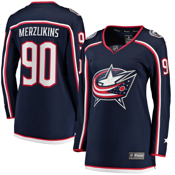 Women's Columbus Blue Jackets Elvis Merzlikins Fanatics Navy Home Breakaway Jersey - Image 2