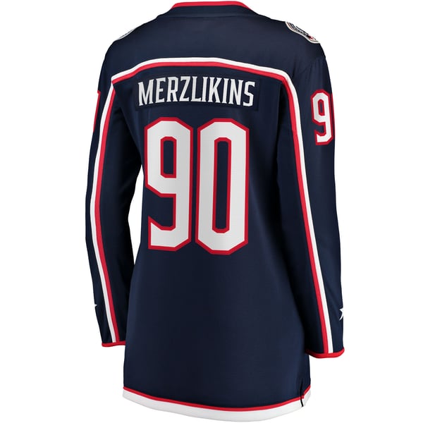 Women's Columbus Blue Jackets Elvis Merzlikins Fanatics Navy Home Breakaway Jersey - Image 4