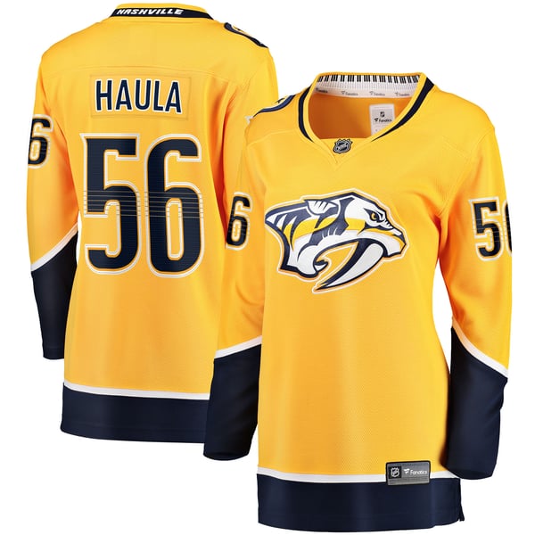 Women's Nashville Predators Erik Haula Fanatics Gold Home Breakaway Player Jersey - Image 1