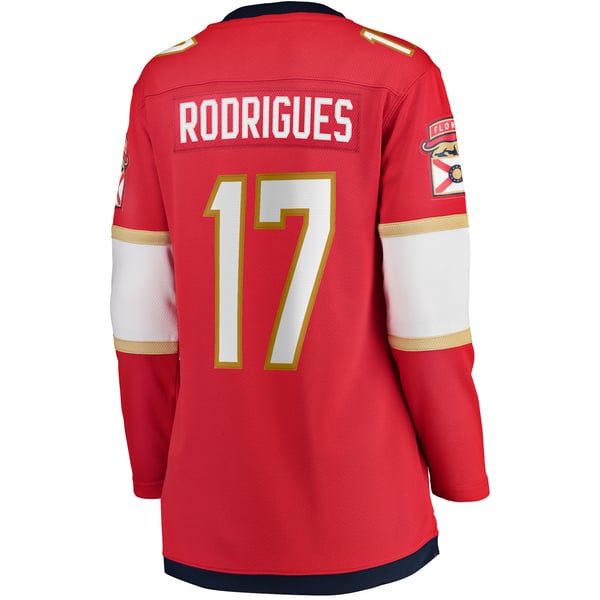 Women's Florida Panthers Evan Rodrigues Fanatics Red Home Breakaway Player Jersey - Image 3