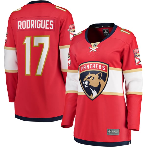 Women's Florida Panthers Evan Rodrigues Fanatics Red Home Breakaway Player Jersey - Image 1
