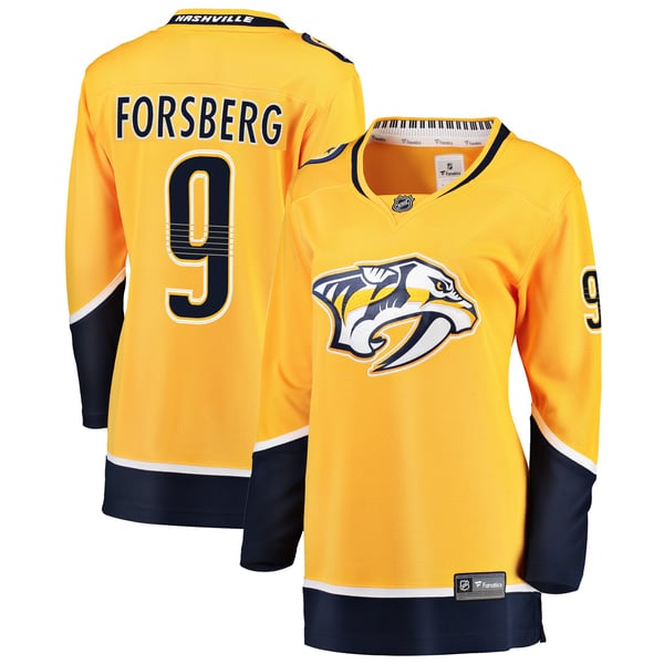 Women's Nashville Predators Filip Forsberg Fanatics Gold Breakaway Player Jersey - Image 1