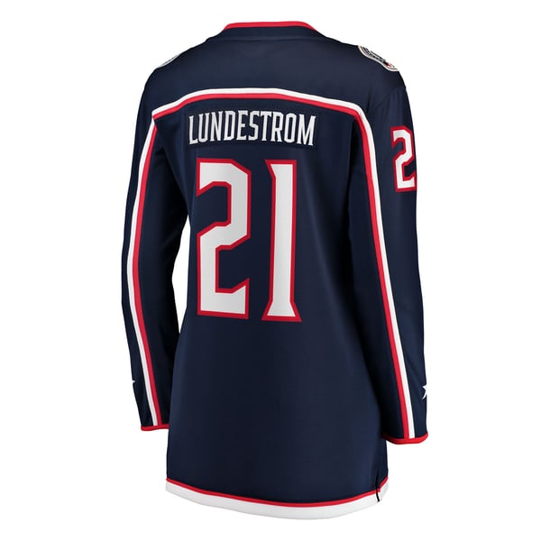 Women's Columbus Blue Jackets Isac Lundestrom Fanatics Navy Home Breakaway Jersey - Image 4